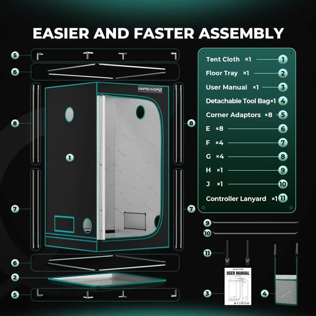 MARS HYDRO 39"x39"x71" Advanced Grow Tent | 10.56 sq ft Indoor Plant Growing Enclosure - view 8