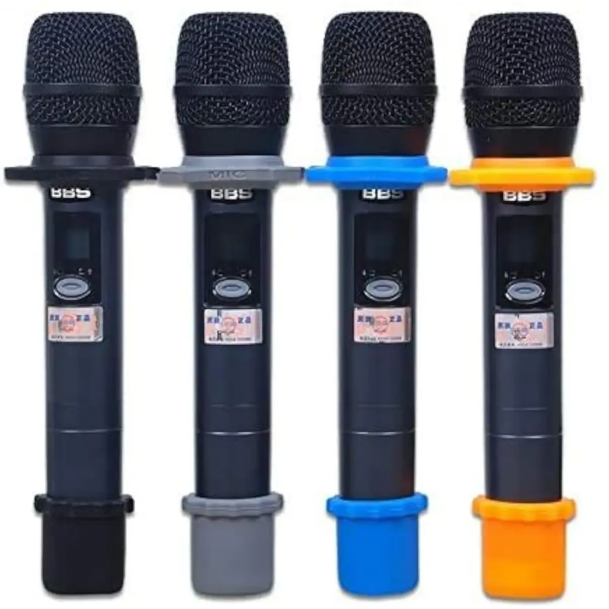 YTYKINOY Wireless Handheld Microphone Silicone Ring & Bottom Sleeve Set (4 Colors, 4 Sets) | Protects Mics from Shocks & Falls - main product image