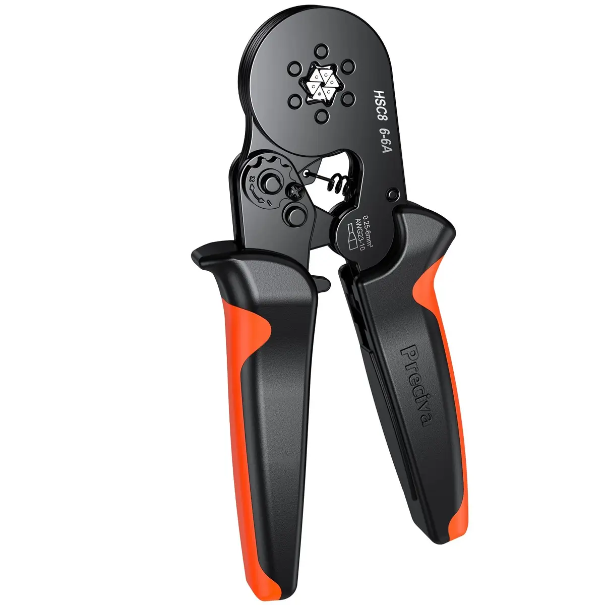 Preciva Ferrule Crimping Tool Self-Adjust Ratchet Wire Terminal Crimper for AWG23-10 | Hexagonal Serrated Profile - main product image