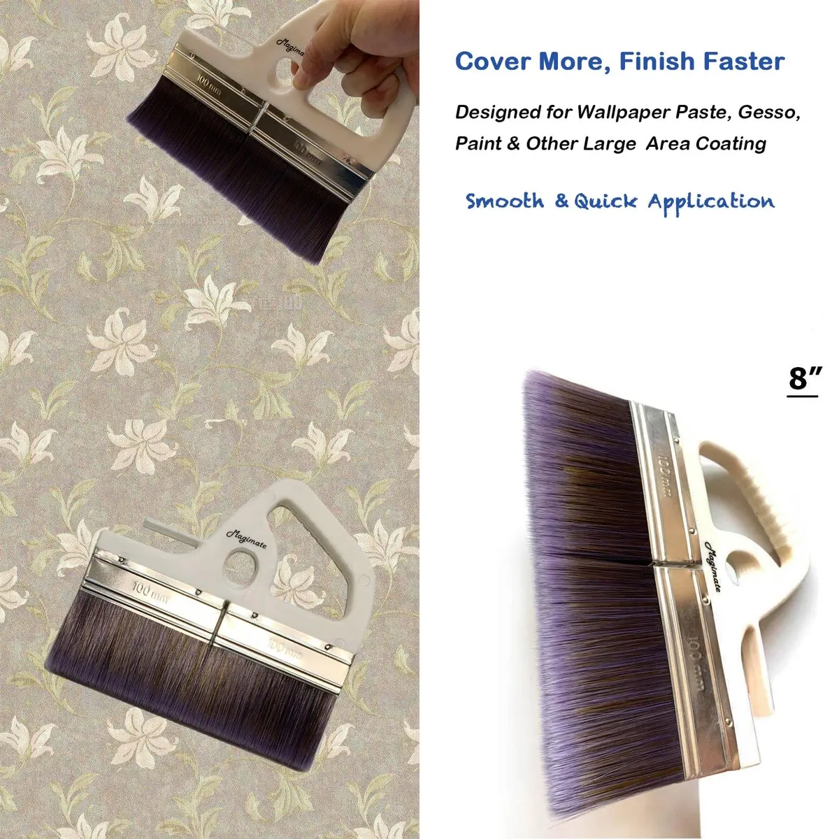 Magimate 8 Inch Large Paint Brush Wide Paddle Brush Varnish Wallpaper Paste | Extra Large for Walls & Furniture - view 5