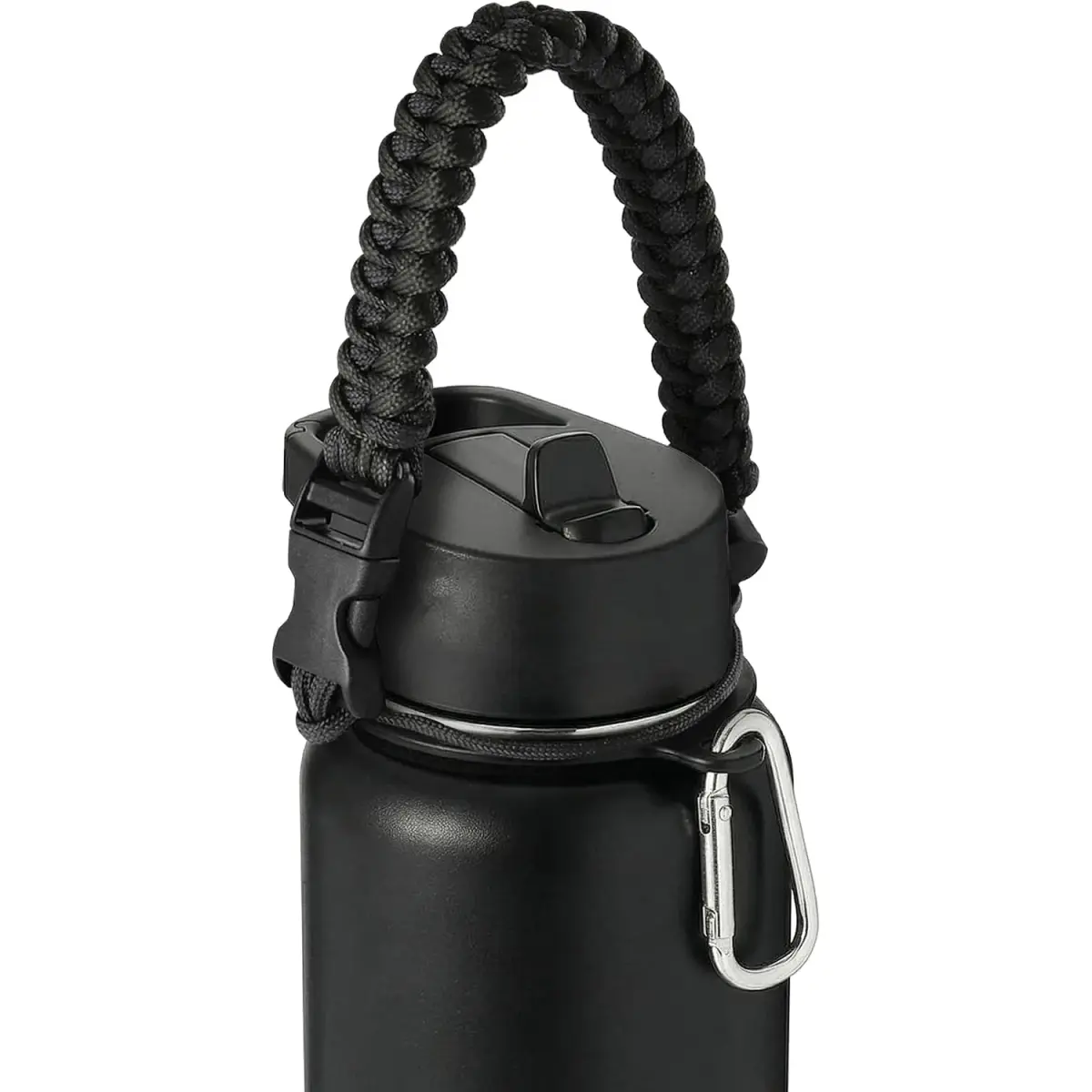 IRON °FLASK Paracord Handle for Wide Mouth Water Bottles - Midnight Black | Fits 10-64 Oz Bottles - main product image