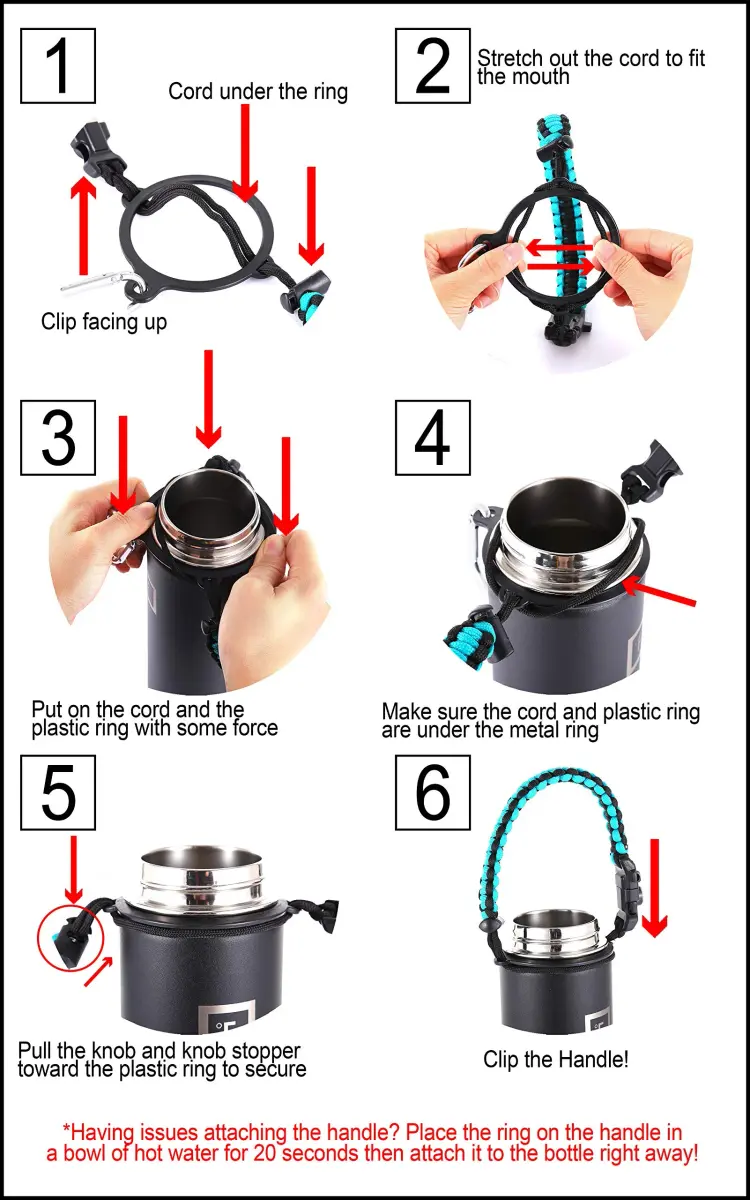 IRON °FLASK Paracord Handle for Wide Mouth Water Bottles - Midnight Black | Fits 10-64 Oz Bottles - view 2