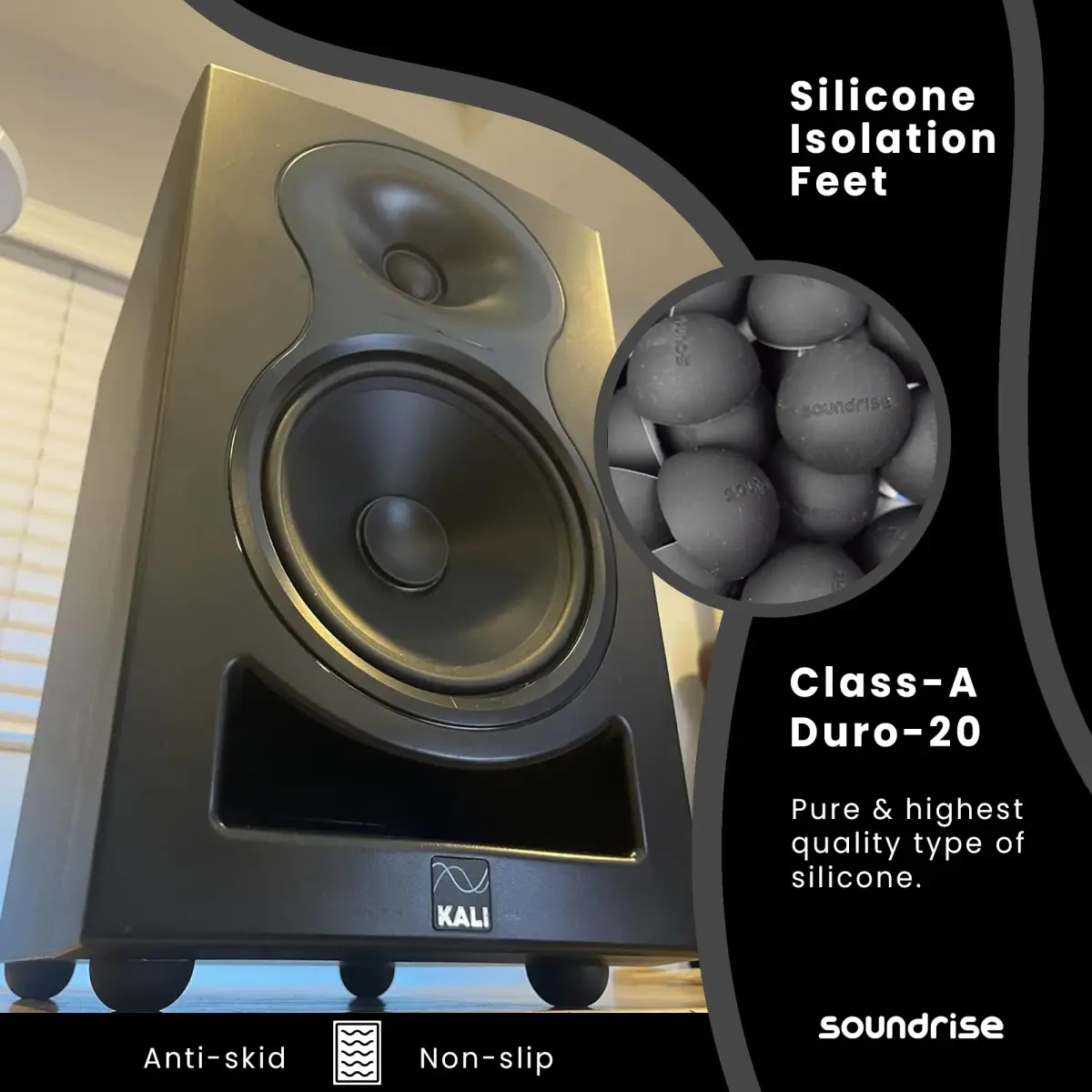 Soundrise DOMES Isolation Pads 1.25 inch (3.175 cm) Black | Reduce Vibration for Clearer Audio - view 3