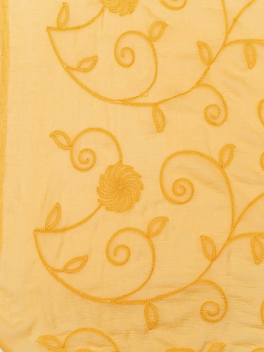 DUPATTA BAZAAR Embroidered Yellow Chiffon Dupatta 240cm (94in) x 84cm (33in) - view 5