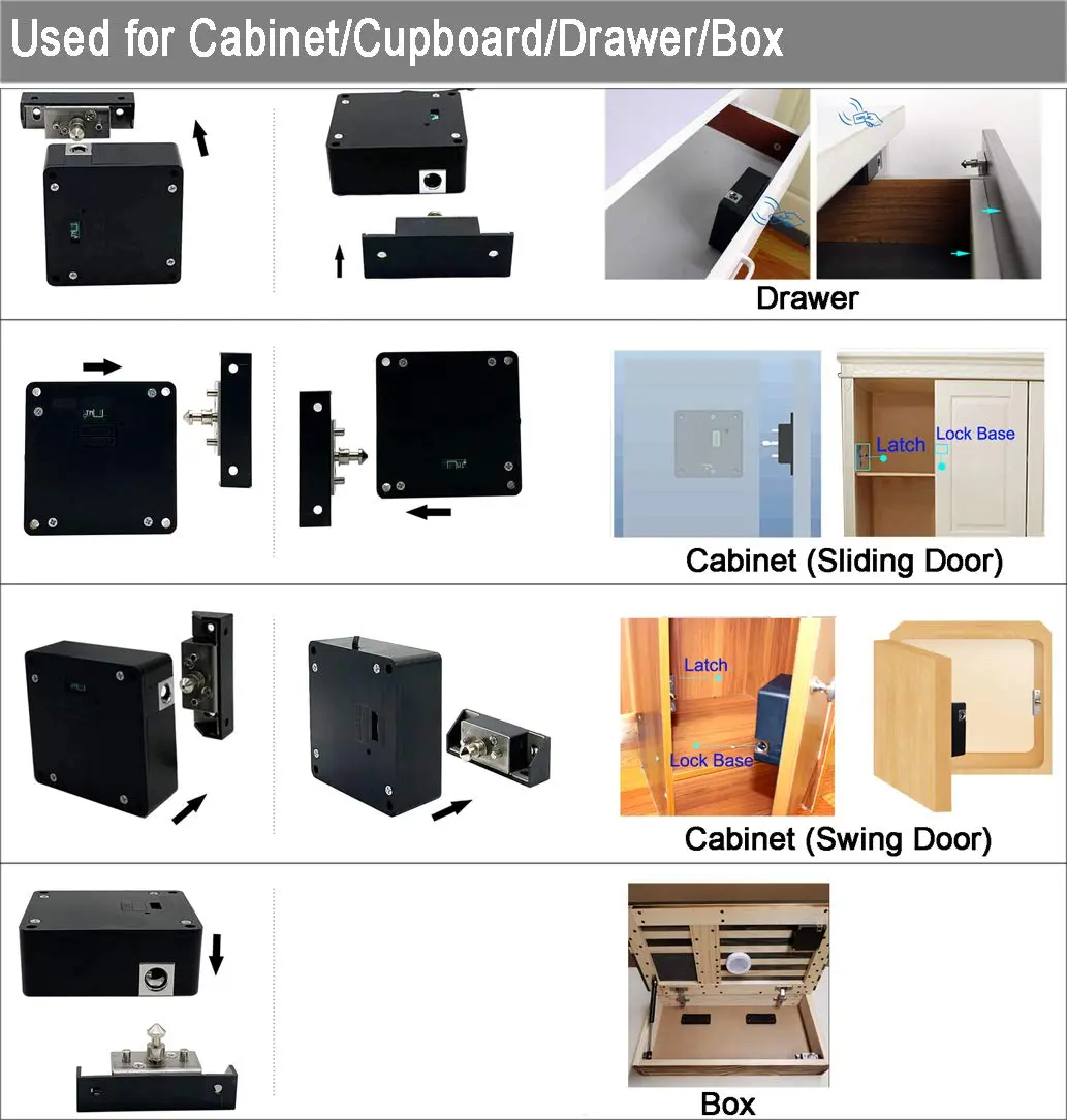 WOOCH RFID Lock Electronic Cabinet Lock, Hidden DIY Lock with USB Cable | Programmable, Wooden Cabinet Compatible - view 6