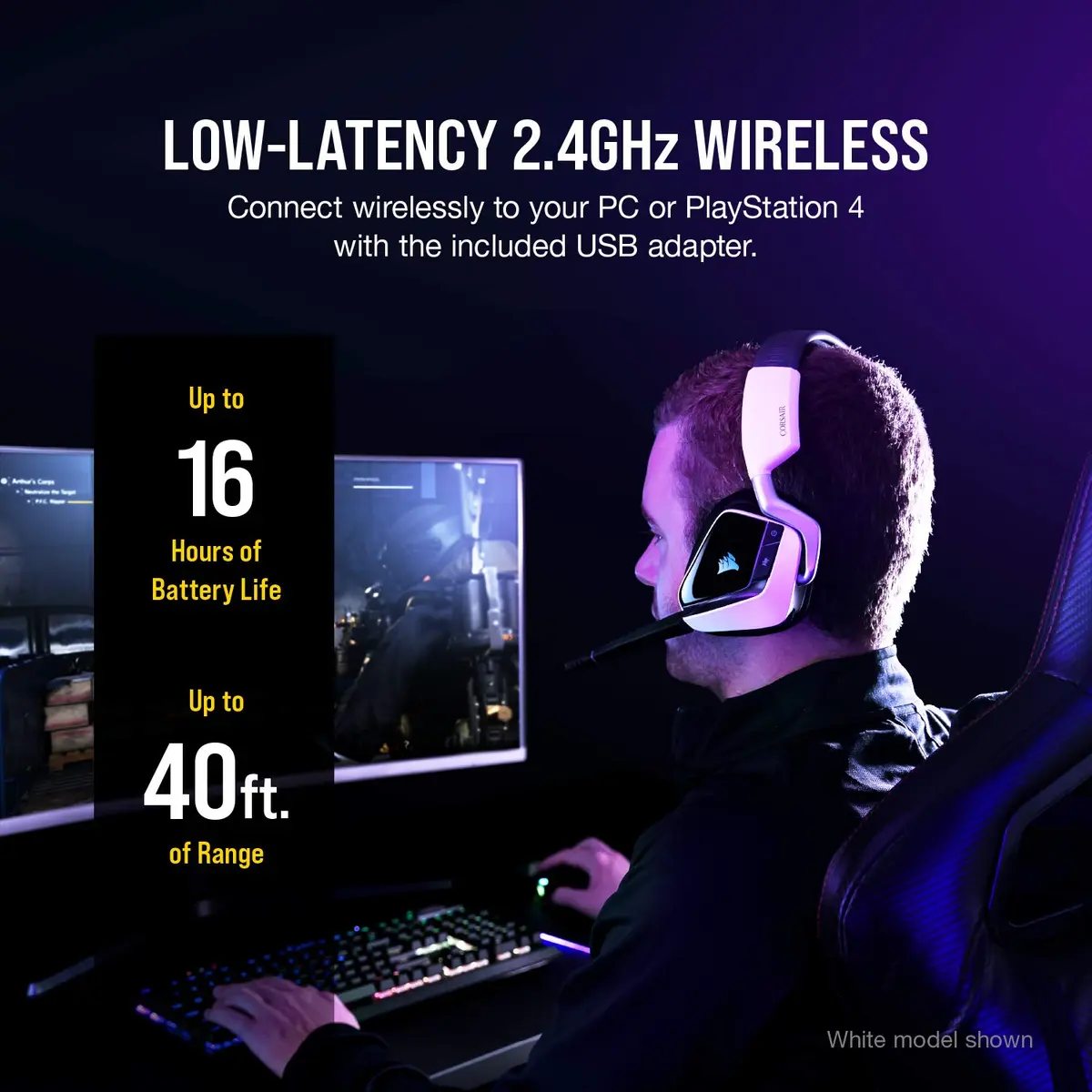 Corsair Void RGB Elite Wireless Gaming Headset – 7.1 Surround Sound – Omni-Directional Microphone – Microfiber Mesh Earpads – Up to 40ft Range – iCUE Compatible – PC, Mac, PS5, PS4 – Carbon - view 5