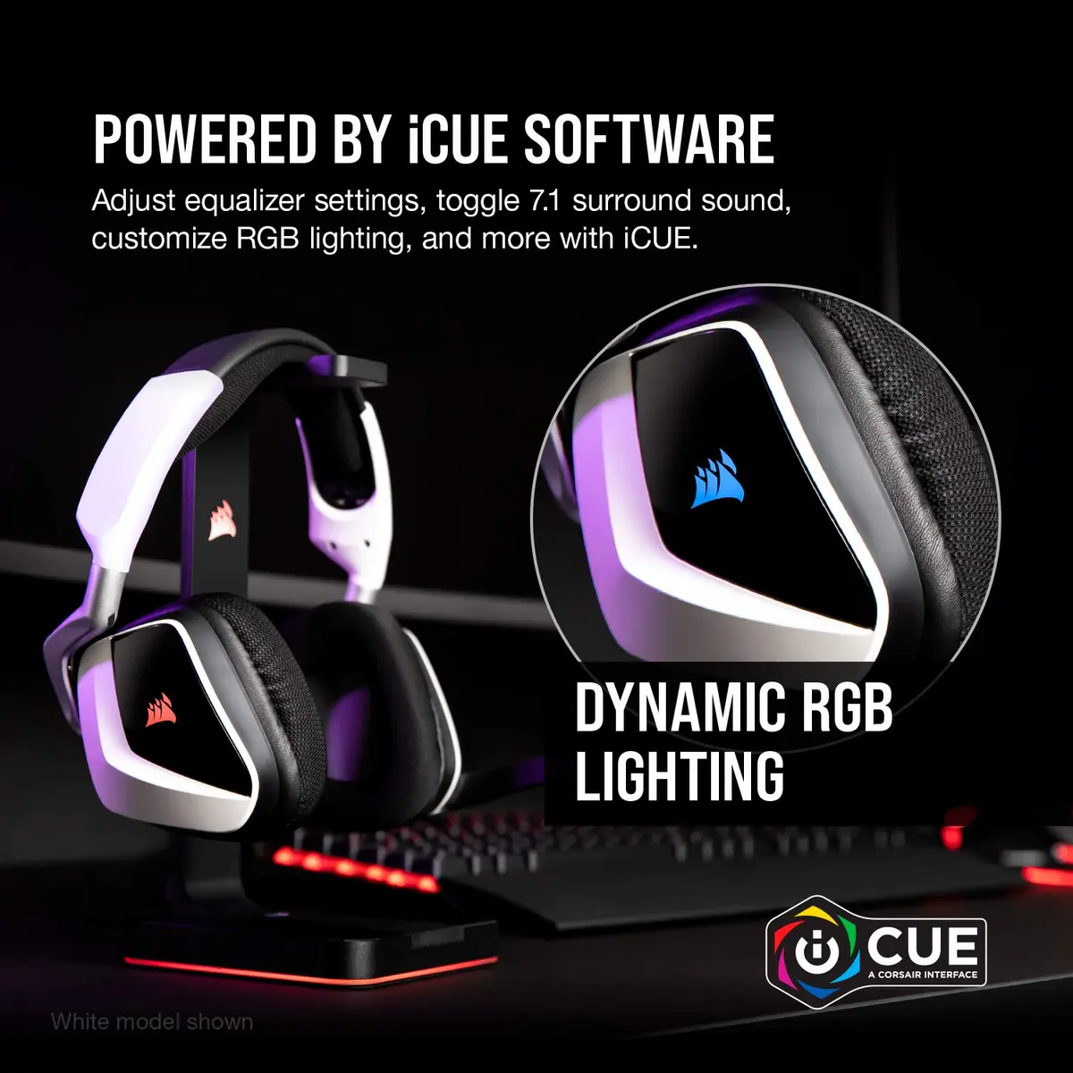 Corsair Void RGB Elite Wireless Gaming Headset – 7.1 Surround Sound – Omni-Directional Microphone – Microfiber Mesh Earpads – Up to 40ft Range – iCUE Compatible – PC, Mac, PS5, PS4 – Carbon - view 7