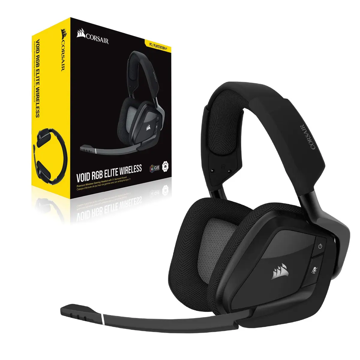 Corsair Void RGB Elite Wireless Gaming Headset – 7.1 Surround Sound – Omni-Directional Microphone – Microfiber Mesh Earpads – Up to 40ft Range – iCUE Compatible – PC, Mac, PS5, PS4 – Carbon - view 8