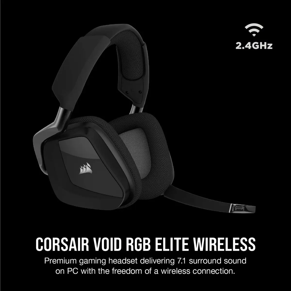 Corsair Void RGB Elite Wireless Gaming Headset – 7.1 Surround Sound – Omni-Directional Microphone – Microfiber Mesh Earpads – Up to 40ft Range – iCUE Compatible – PC, Mac, PS5, PS4 – Carbon - view 2