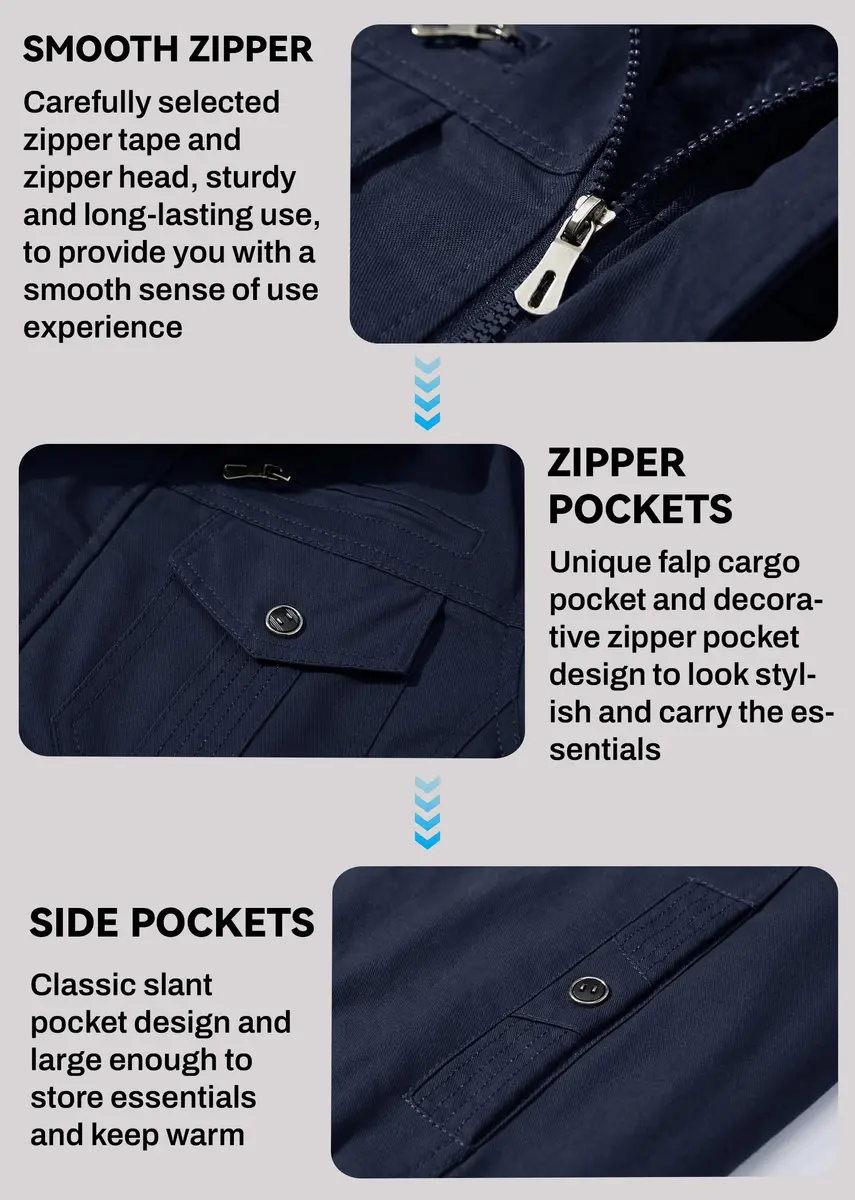 EKLENTSON Mens Winter Jacket with Multi Pockets Fleece Lined Military Coat | Thick, Casual, Regular Fit, Windproof, Water-Resistant, 7 Pockets, US Size - view 5
