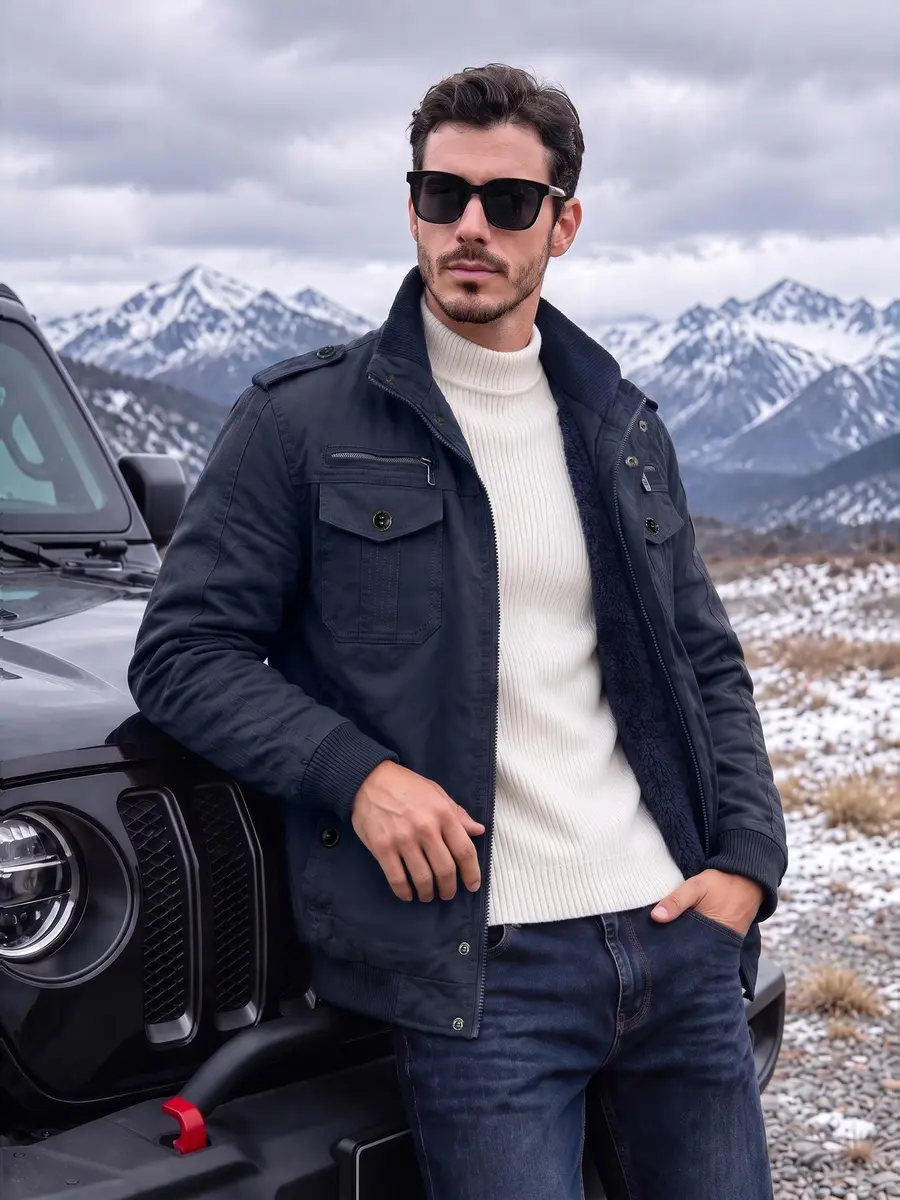 EKLENTSON Mens Winter Jacket with Multi Pockets Fleece Lined Military Coat | Thick, Casual, Regular Fit, Windproof, Water-Resistant, 7 Pockets, US Size - view 2