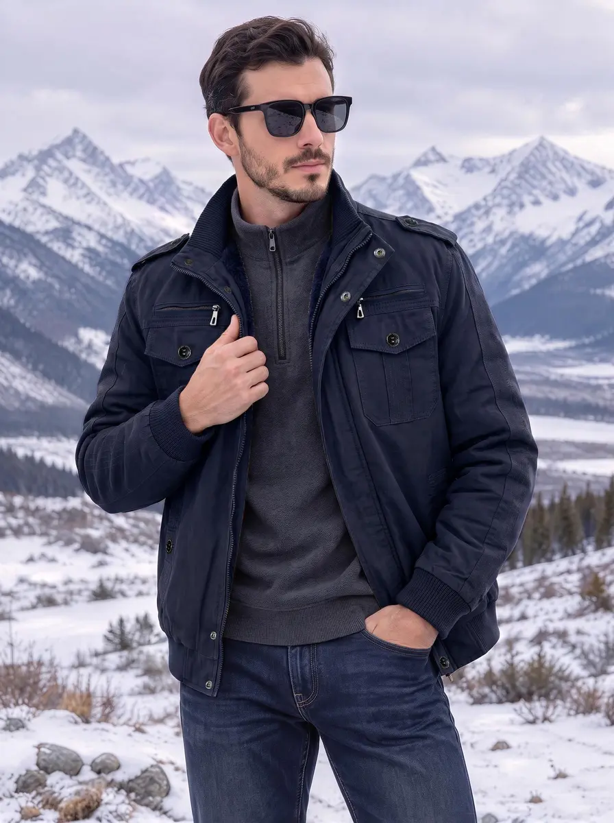 EKLENTSON Mens Winter Jacket with Multi Pockets Fleece Lined Military Coat | Thick, Casual, Regular Fit, Windproof, Water-Resistant, 7 Pockets, US Size - view 3