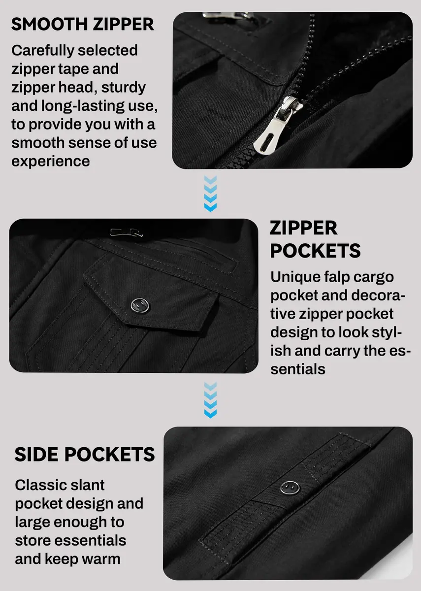 EKLENTSON Mens Winter Jacket with Multi Pockets Fleece Lined Military Coat | Thick, Windproof & Casual (70-120 chars) - view 5