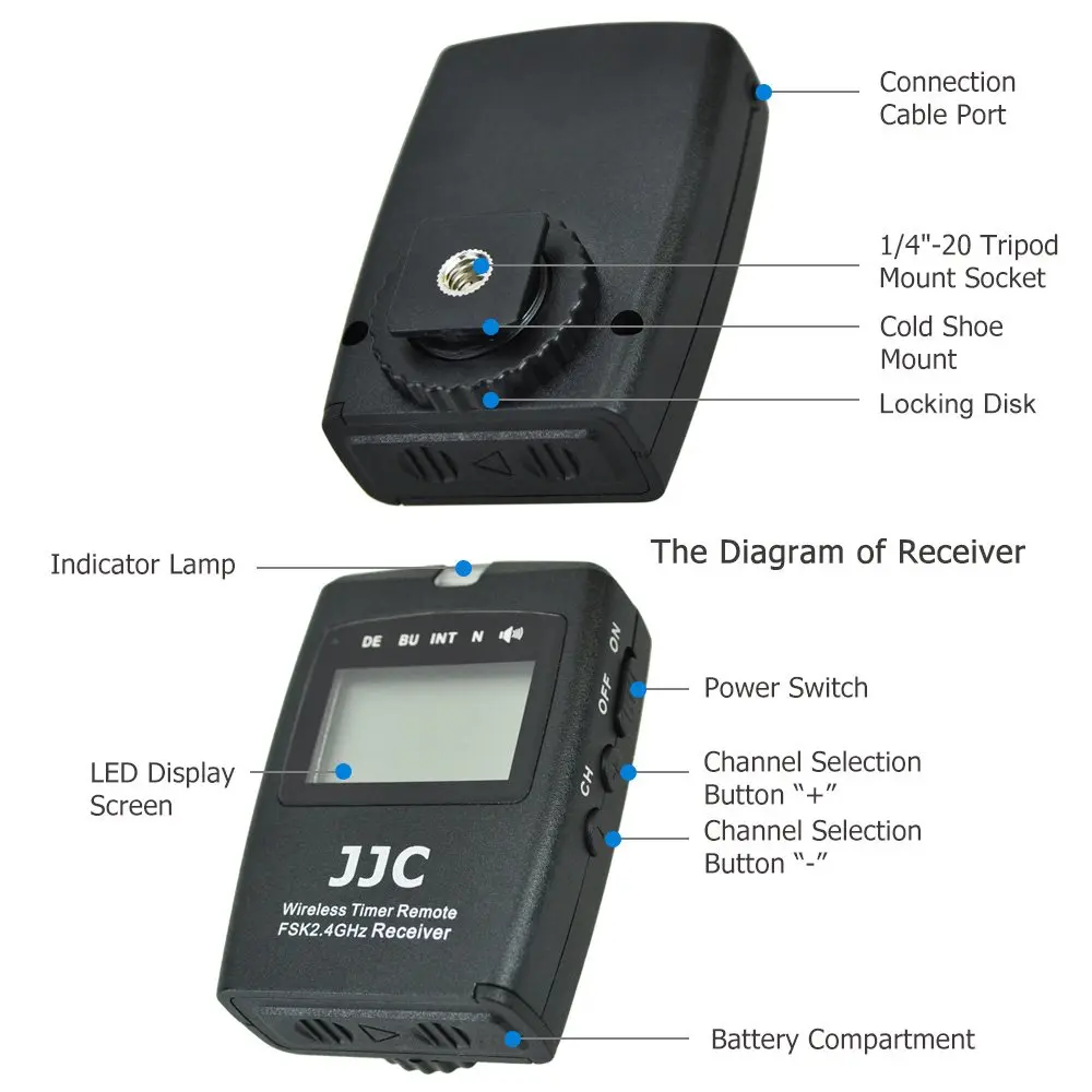 JJC Wireless Intervalometer Timer Remote Shutter for Fuji X-T5 X-T4 X100VI | 2-in-1 Wired & Wireless Control - view 3