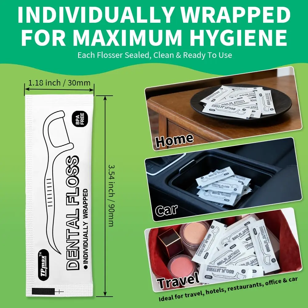 TPmax Dental Flossers 150 Count | Individually Wrapped Floss Picks for Travel & Office - view 2