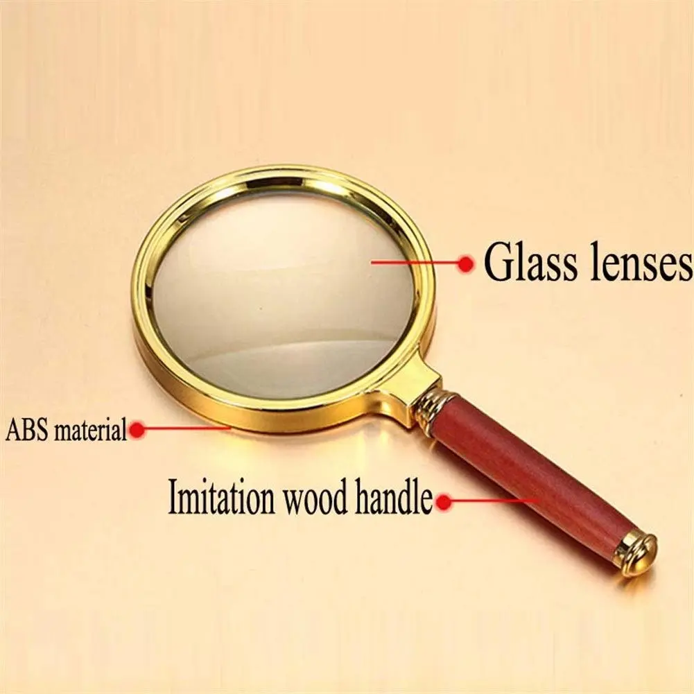 Magnifiers 20x HD Handheld Magnifying Glass for Children & Elderly | Clear Glass Lens, Gold - view 6