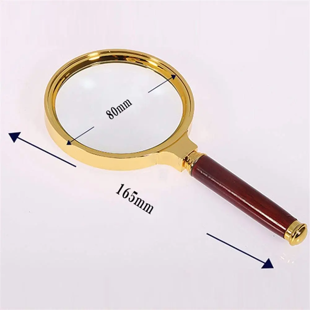 Magnifiers 20x HD Handheld Magnifying Glass for Children & Elderly | Clear Glass Lens, Gold - view 3