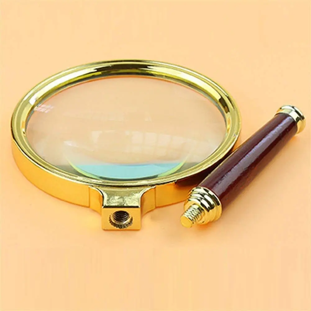 Magnifiers 20x HD Handheld Magnifying Glass for Children & Elderly | Clear Glass Lens, Gold - view 4