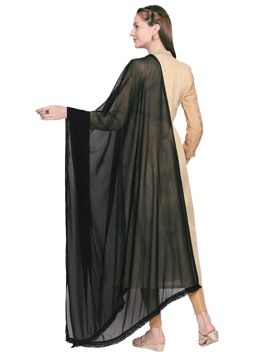 DUPATTA BAZAAR Woman's Black Chiffon Dupatta with lace border | Versatile ethnic accessory - view 3