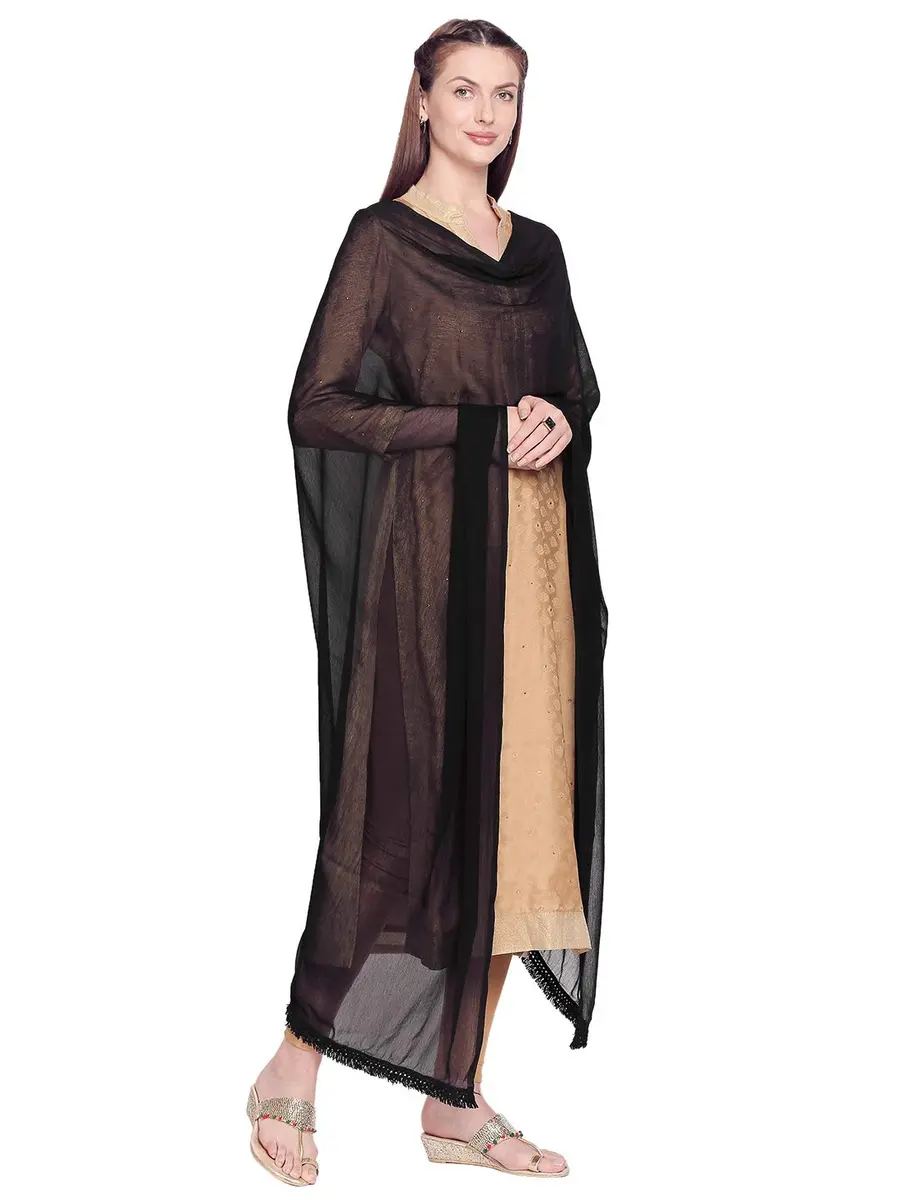 DUPATTA BAZAAR Woman's Black Chiffon Dupatta with lace border | Versatile ethnic accessory - view 4