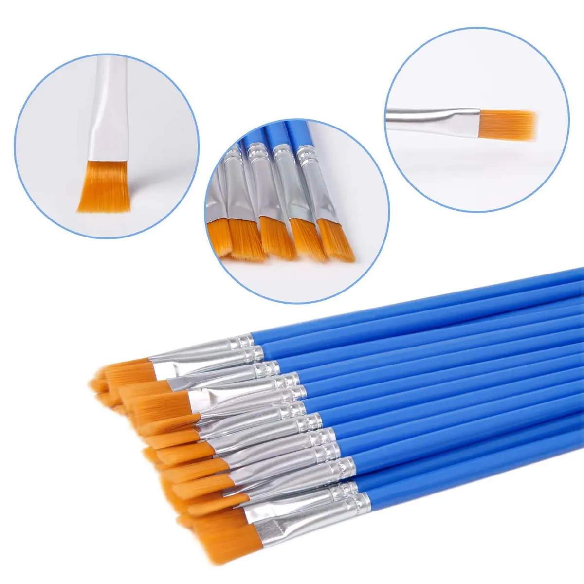 UPINS 30 Pcs Flat Paint Brushes | Small Detail Brushes for Acrylic, Watercolor & Oil (16.1cm) - view 3