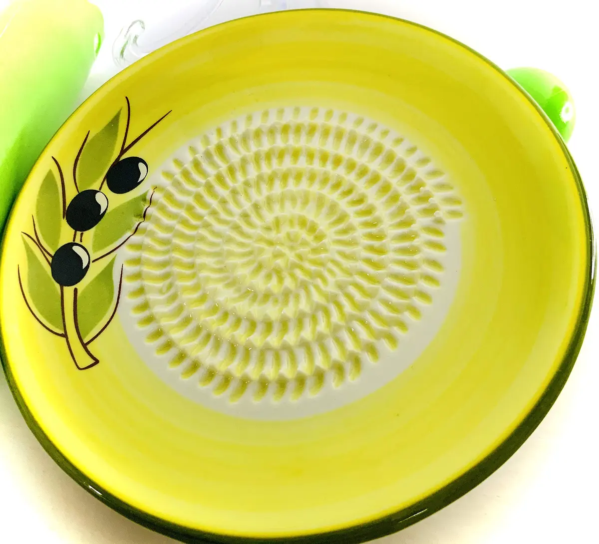 BonCera Premium Ceramic Garlic Grater Plate Set - Yellow Olive | Safe, Durable & Versatile (70-120 chars) - main product image