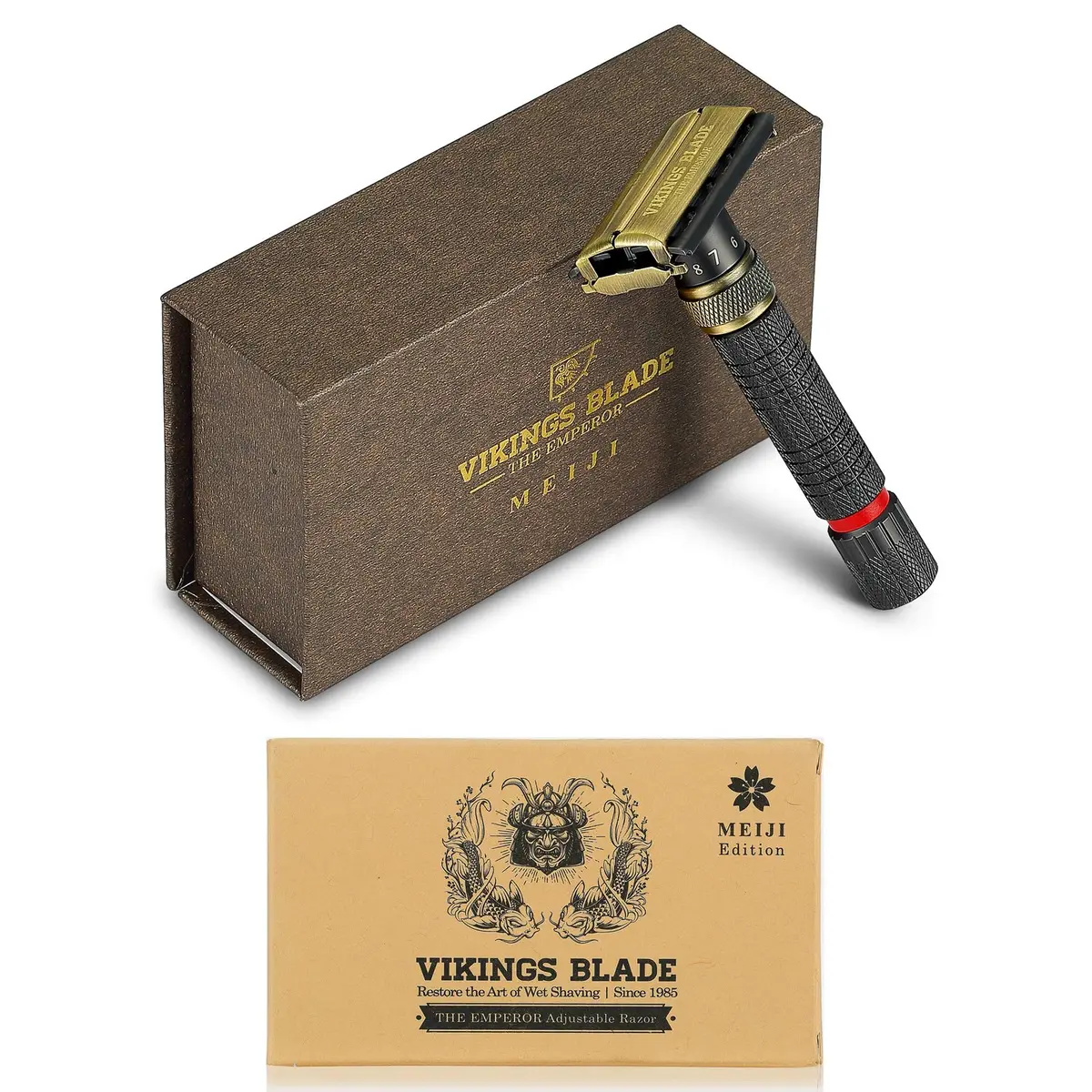 Vikings Blade Adjustable Double Edge Safety Razor 1 Count | Eco-Friendly, Reusable & Smooth Shave (The Emperor “Meiji”) - view 2