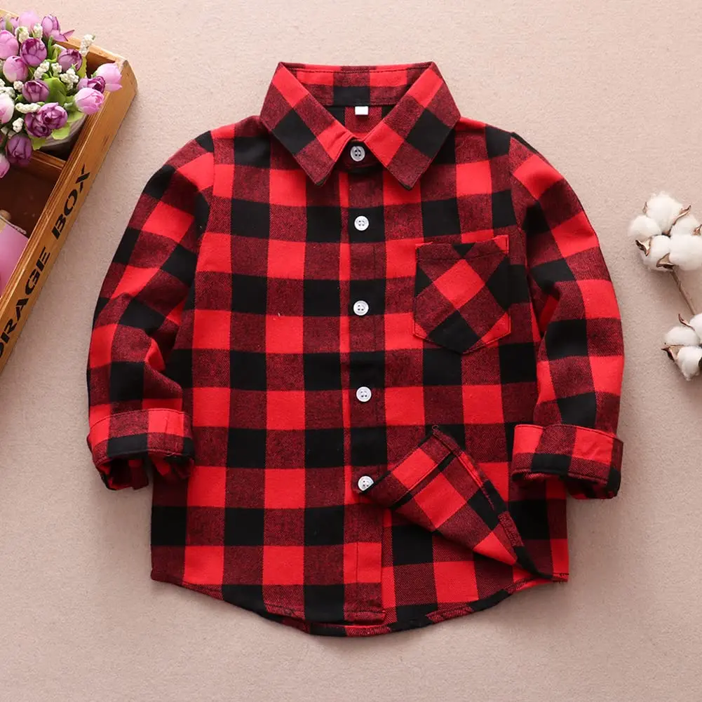 Goodplayer Kids Flannel Shirt 2-3T | Soft Cotton Plaid Long Sleeve for Toddler Boys & Girls - view 2