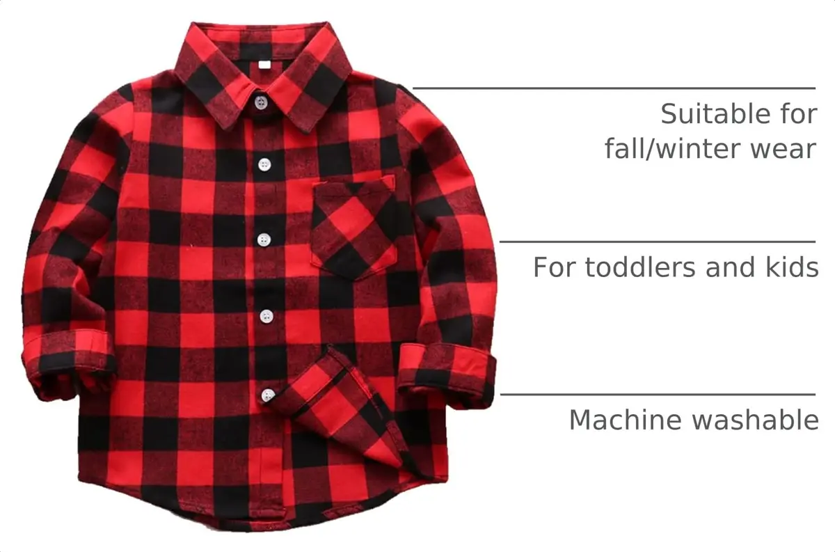 Goodplayer Kids Flannel Shirt 2-3T | Soft Cotton Plaid Long Sleeve for Toddler Boys & Girls - view 3