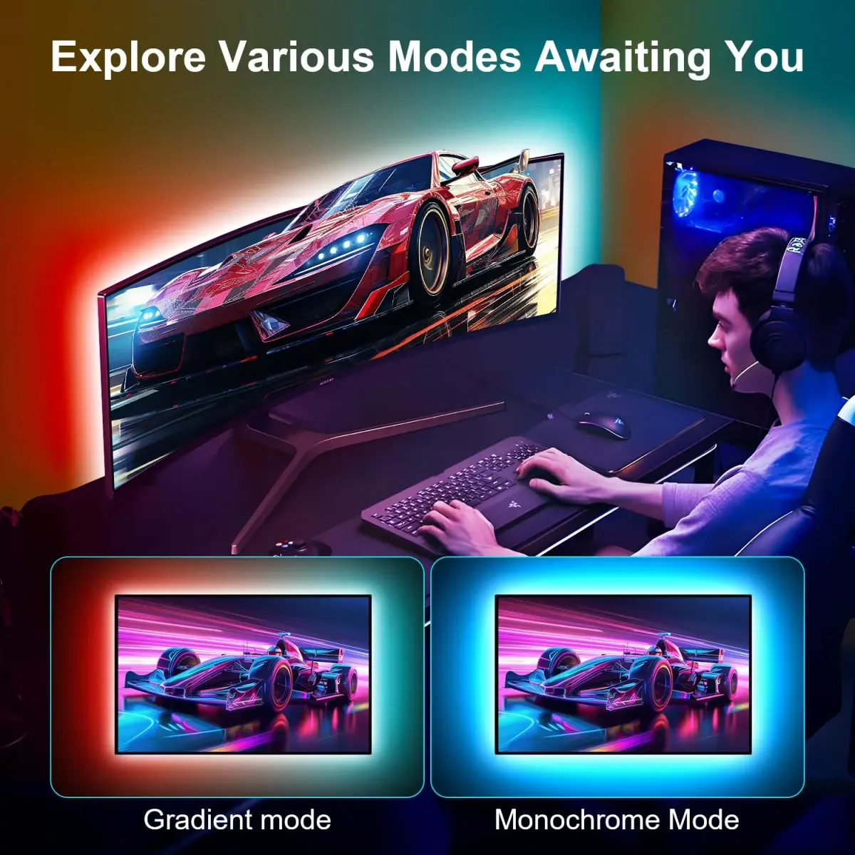 Nexillumi RGB LED Strip Lights 4.03 m (13.2 ft) | App & Remote Control for TV Backlight - view 5