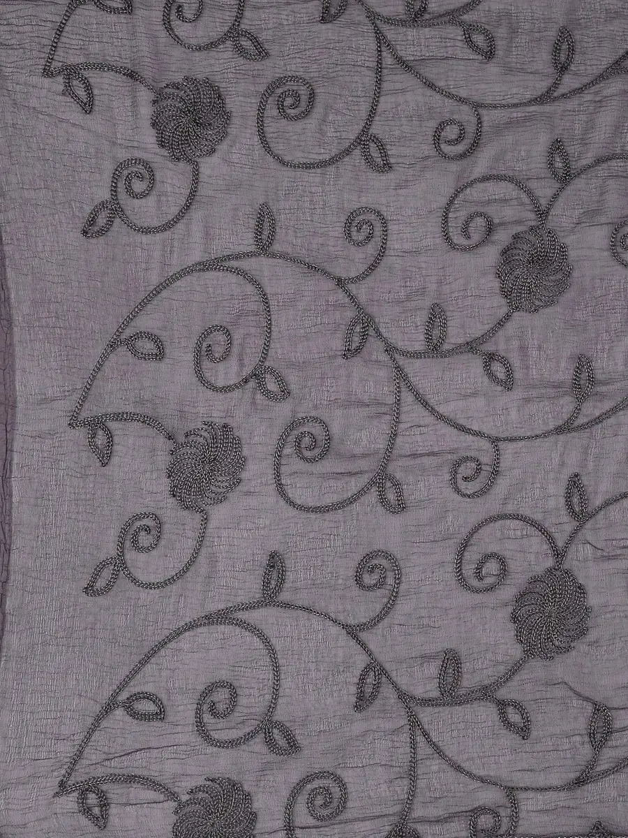 DUPATTA BAZAAR Embroidered Black Chiffon Dupatta 240cm (94in) x 100cm (39in) - view 5