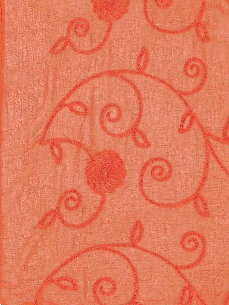 DUPATTA BAZAAR Embroidered Orange Chiffon Dupatta 94 x 33 inches (239 x 84 cm) | Soft Regal Aari Work - view 5