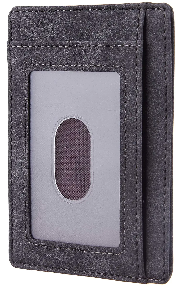 Travelambo Slim Minimalist Leather RFID Blocking Wallet | 6 Card Slots, Front Pocket, Grey Deep - view 3