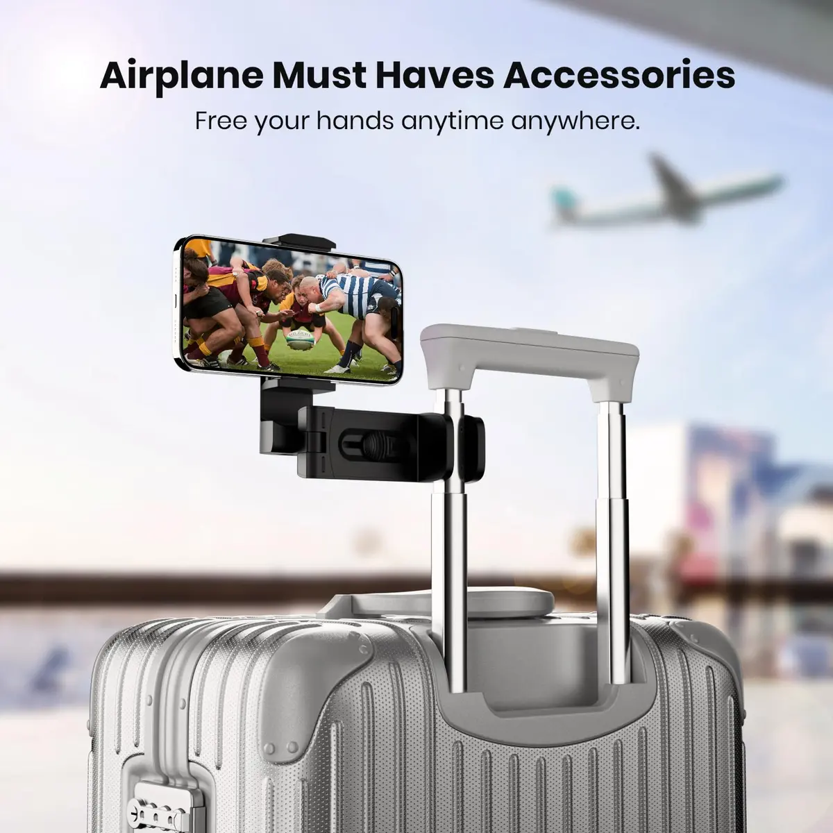 Klearlook Airplane Phone Holder for Flight, Desk, Tray Table | 360° Adjustable, Foldable, Universal Fit - view 2