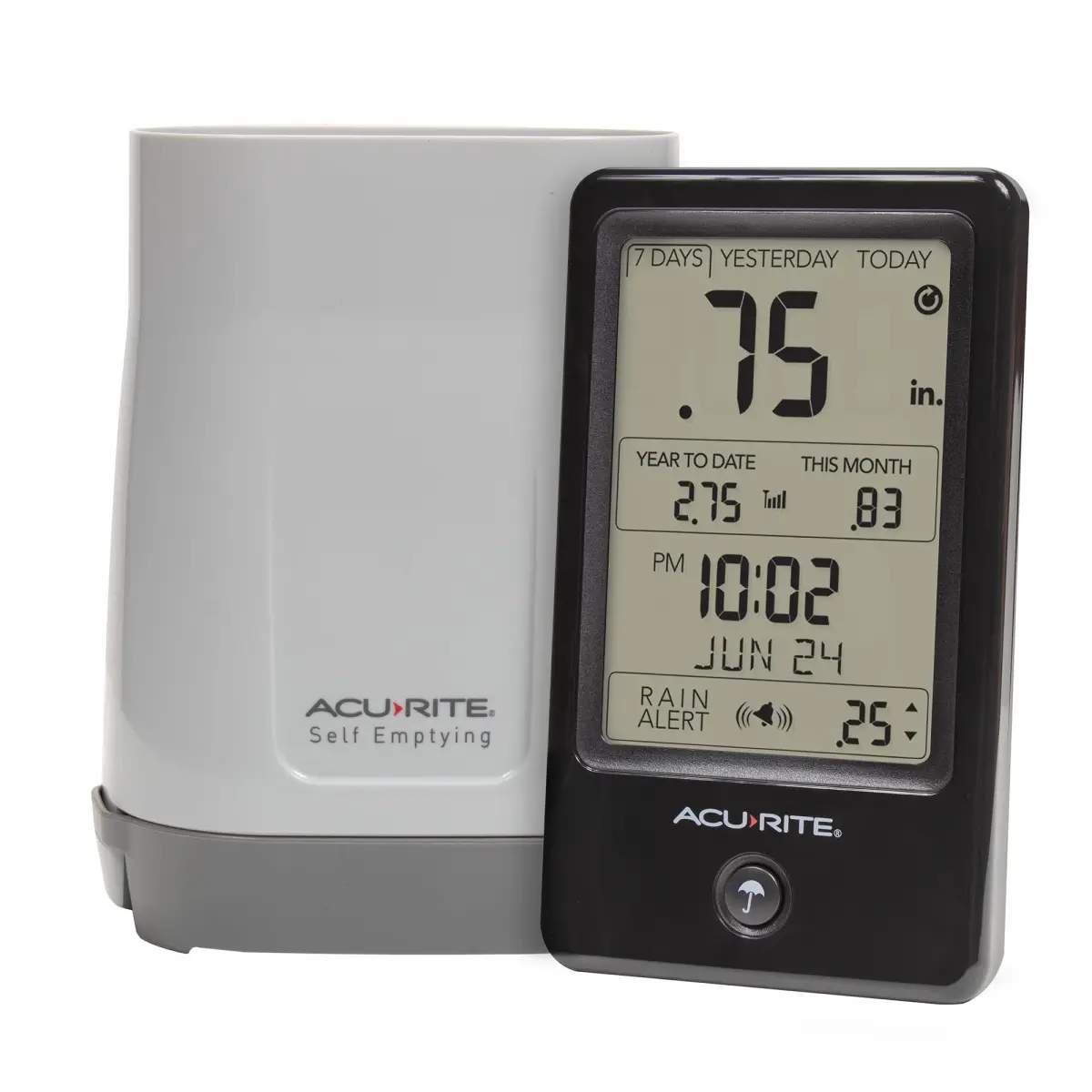 AcuRite Wireless Rain Gauge with Self-Emptying Collector & Alerts (0.9 lb) | Measures Rainfall Accurately - main product image