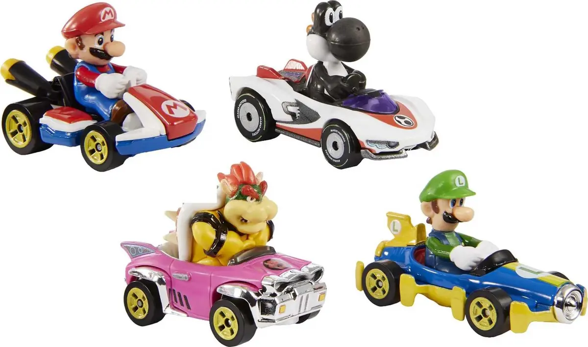 Hot Wheels Mario Kart Set of 4 Die-Cast Toy Cars | 1:64 Scale Replica for Kids 3+ - view 3