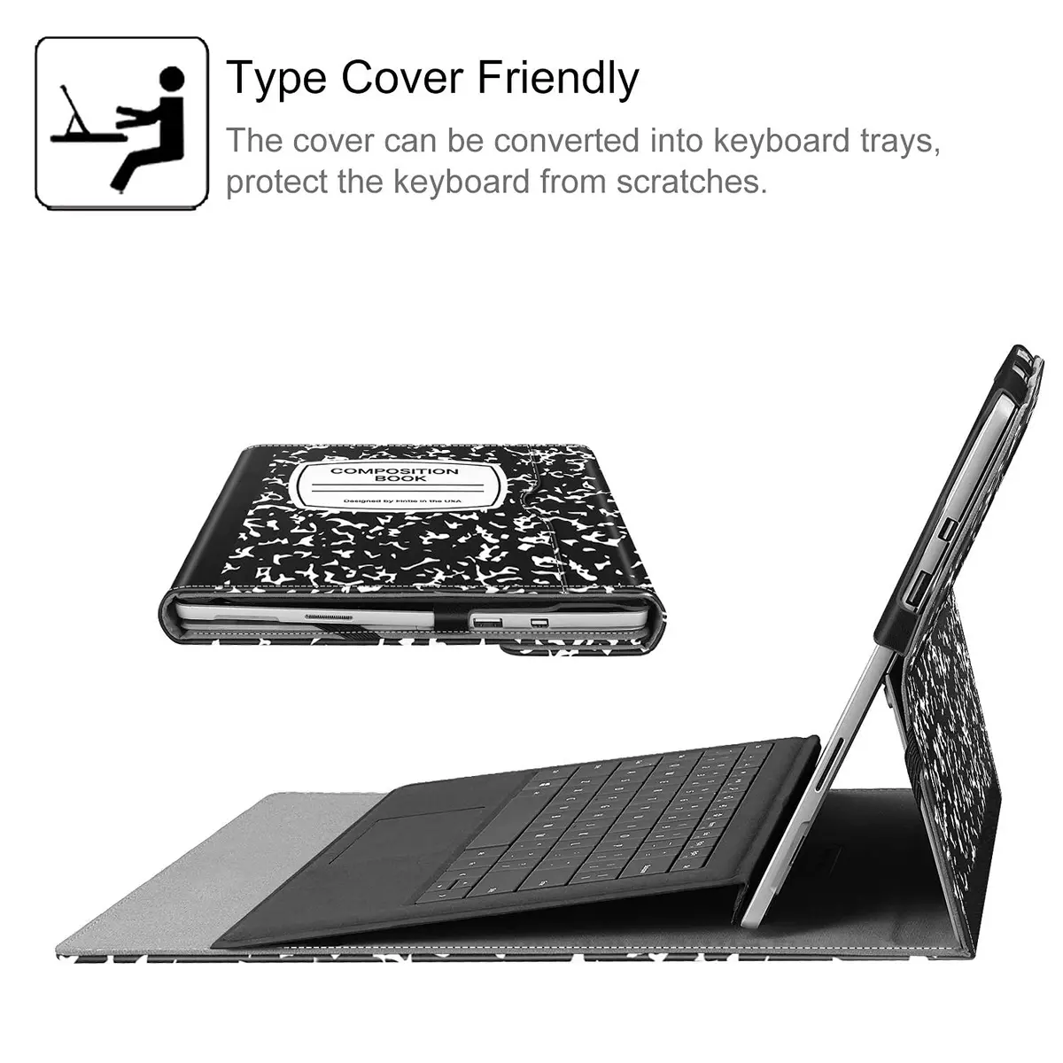Fintie Case for Microsoft Surface Pro 7 Plus, Pro 7/6/5/4/3 12.3-inch (30.2 cm) Tablet | Composition Book Design - view 6