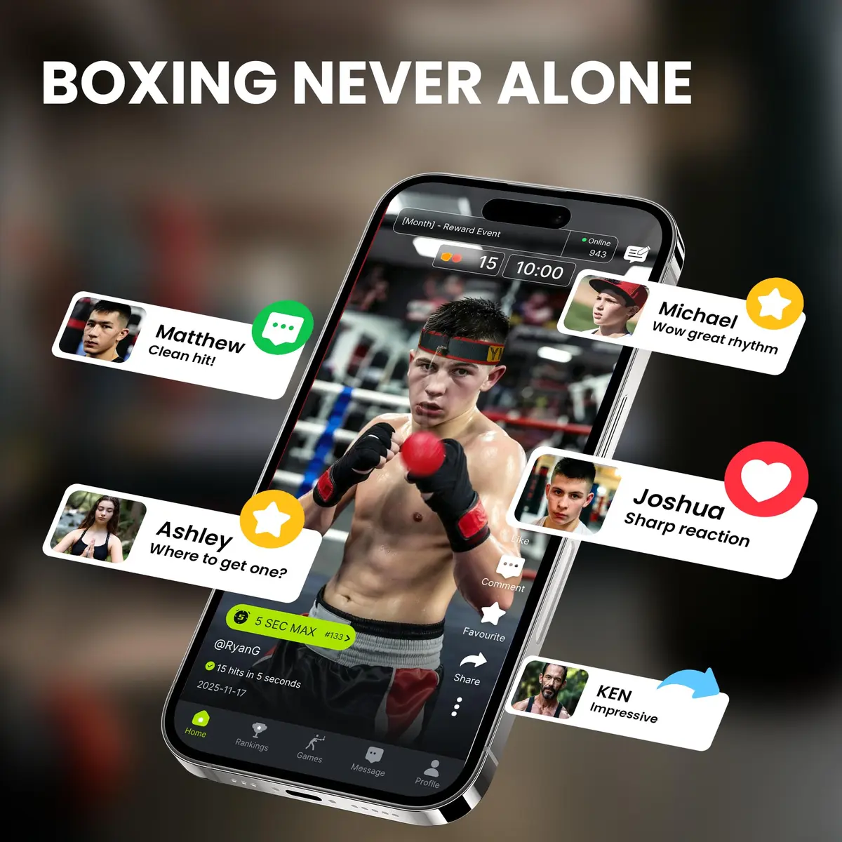 YMX BOXING Training Reflex Ball with Counter App & Headband | 150g (5.3oz) - view 4