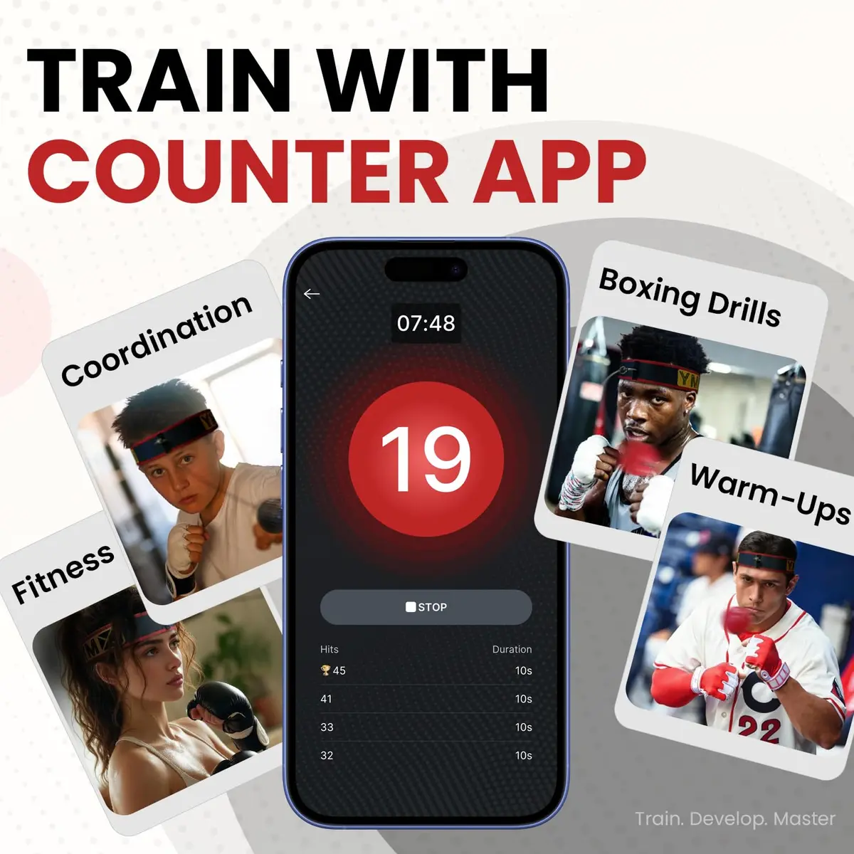 YMX BOXING Training Reflex Ball with Counter App & Headband | 150g (5.3oz) - view 2