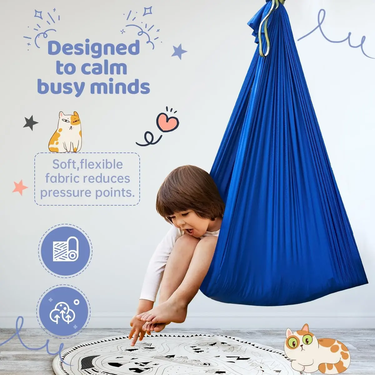 Aokitec Sensory Swing for Kids & Adults, 150cm x 170cm (59"x67") | Indoor Outdoor Cuddle Hammock Chair - view 4
