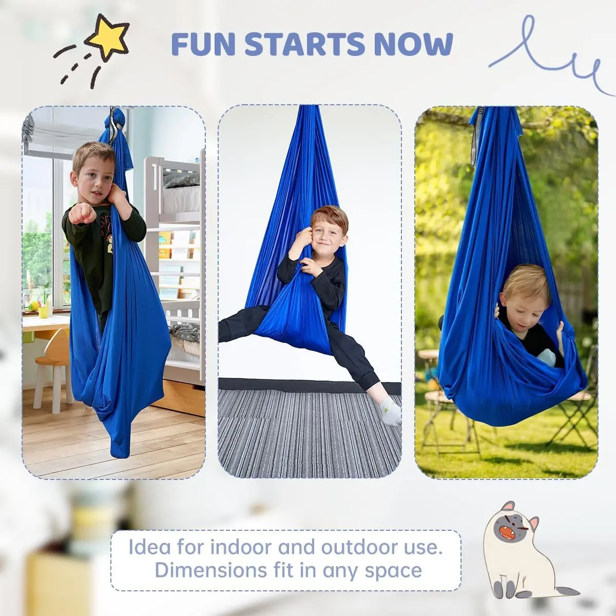 Aokitec Sensory Swing for Kids & Adults, 150cm x 170cm (59"x67") | Indoor Outdoor Cuddle Hammock Chair - view 7