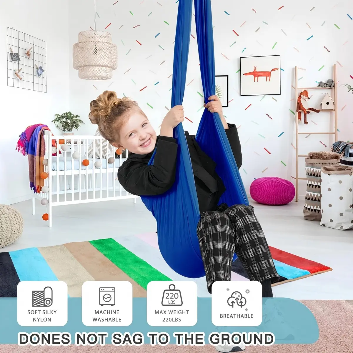 Aokitec Sensory Swing for Kids & Adults, 150cm x 170cm (59"x67") | Indoor Outdoor Cuddle Hammock Chair - view 2