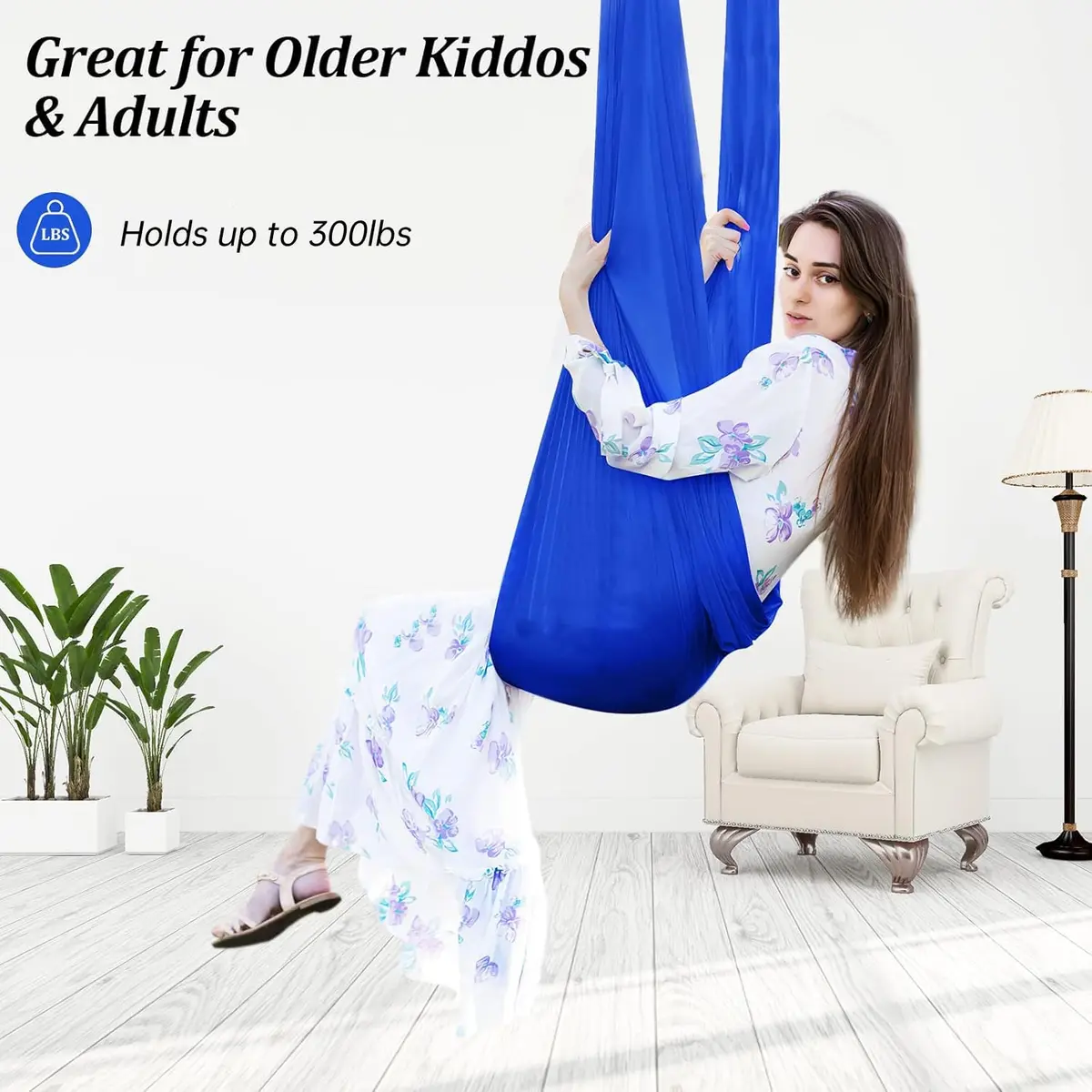 Aokitec Sensory Swing for Kids & Adults, 150cm x 170cm (59"x67") | Indoor Outdoor Cuddle Hammock Chair - view 3