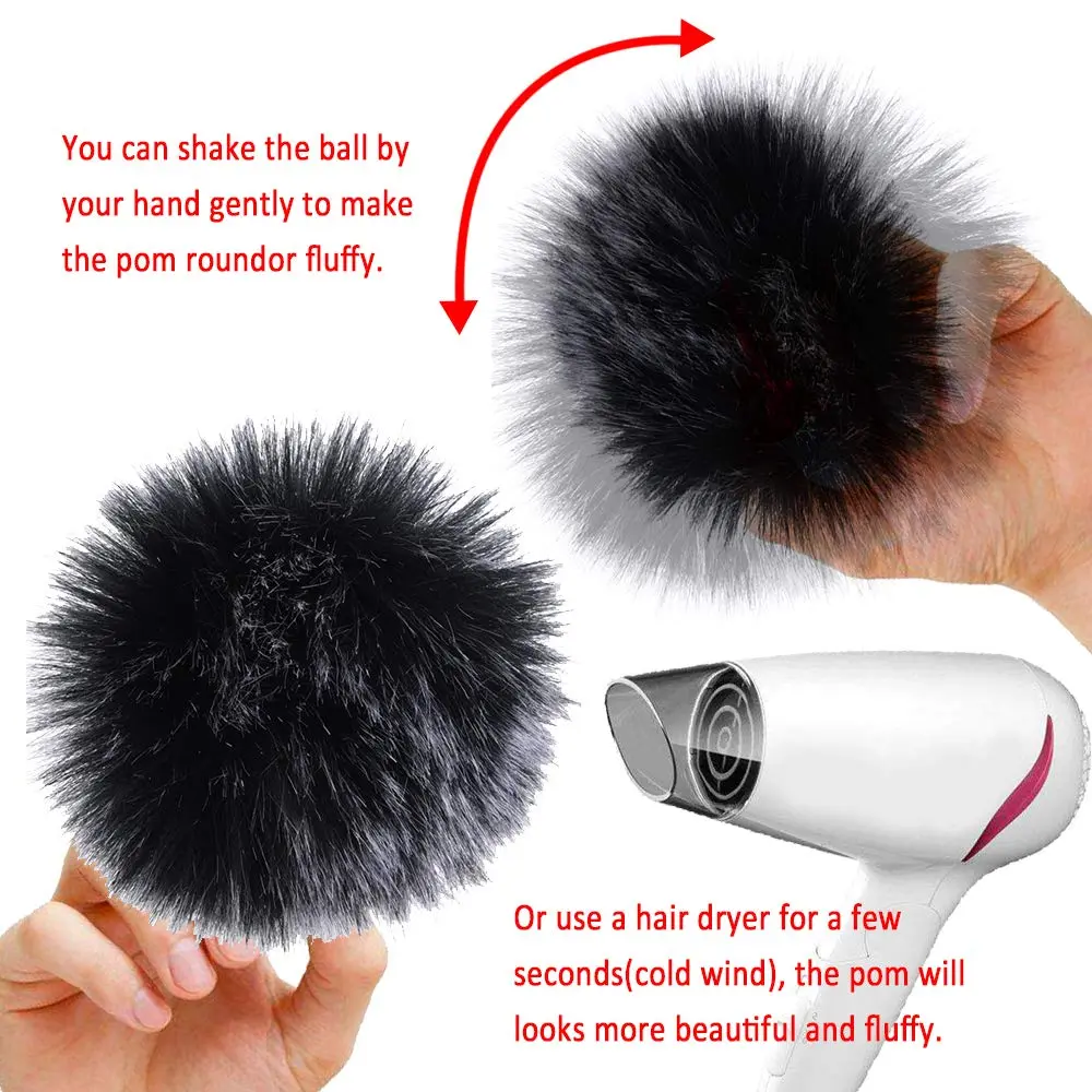 SIQUK Faux Fur Pom Pom for Hats & Accessories | 30 Pcs | 10cm Diameter - view 4