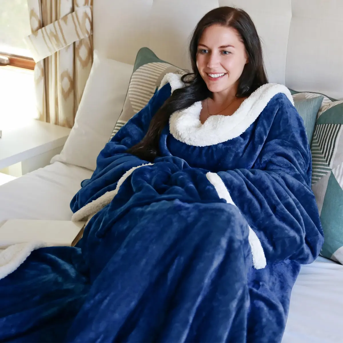 Catalonia Sherpa Wearable Blanket with Sleeves and Kangaroo Pocket | Cozy Plush Throw for Adults - view 2