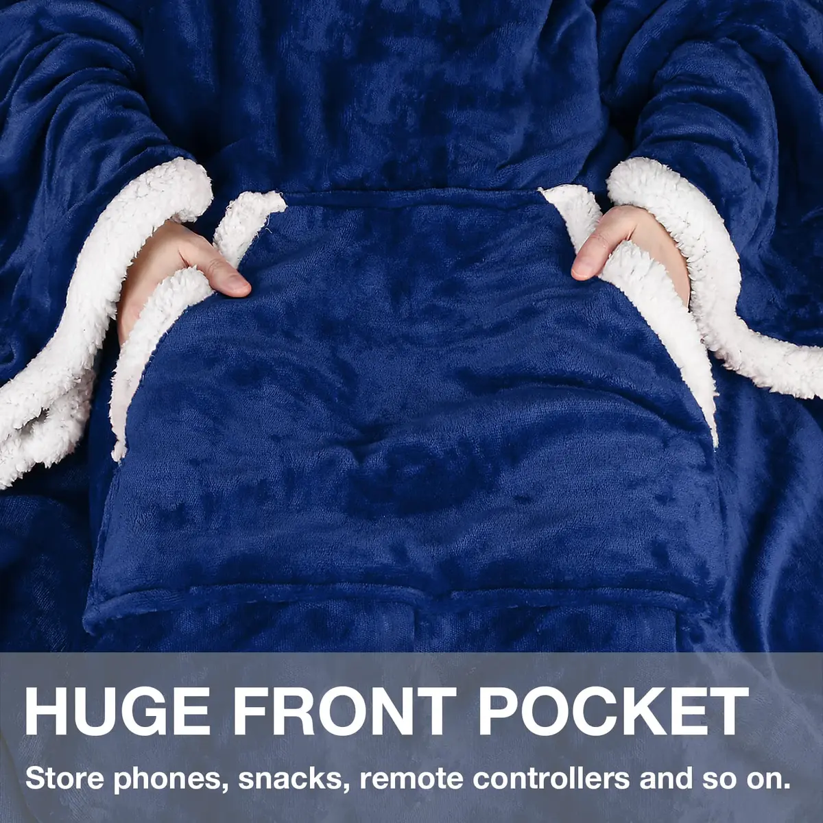 Catalonia Sherpa Wearable Blanket with Sleeves and Kangaroo Pocket | Cozy Plush Throw for Adults - view 3