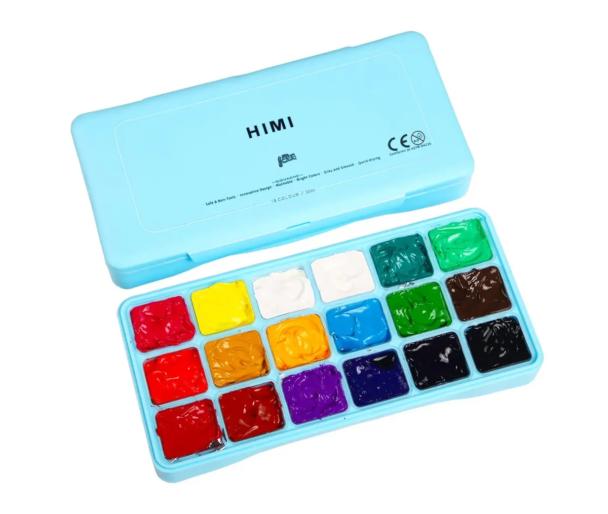 INK LAB Gouache Paint Set Jelly Cup 18 Vibrant Colors | Non Toxic, 30ml/Cup for Artists & Kids - main product image