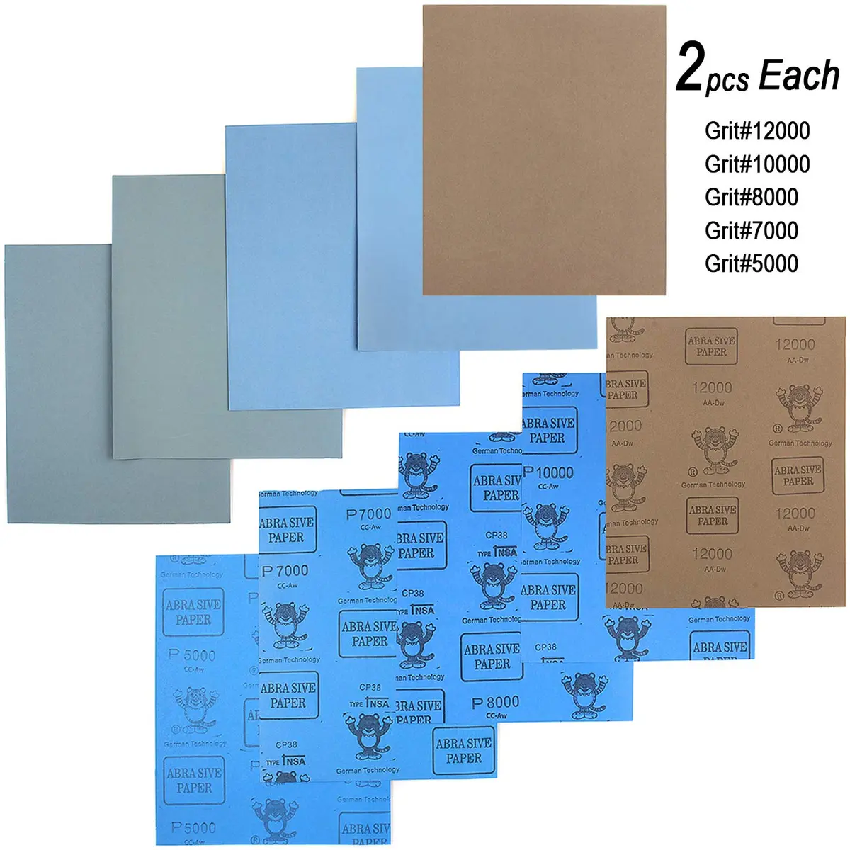 CenterZ 9x11 inch 18 Sheets Sandpaper Wet/Dry 2000-12000 Grit | Assorted Fine Abrasive Pads for Automotive & Wood Finishing - view 3