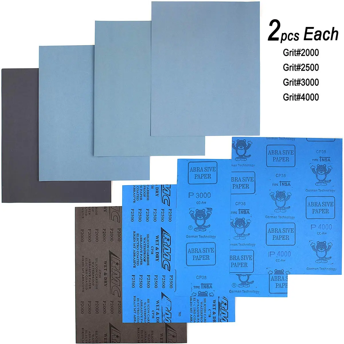 CenterZ 9x11 inch 18 Sheets Sandpaper Wet/Dry 2000-12000 Grit | Assorted Fine Abrasive Pads for Automotive & Wood Finishing - view 4