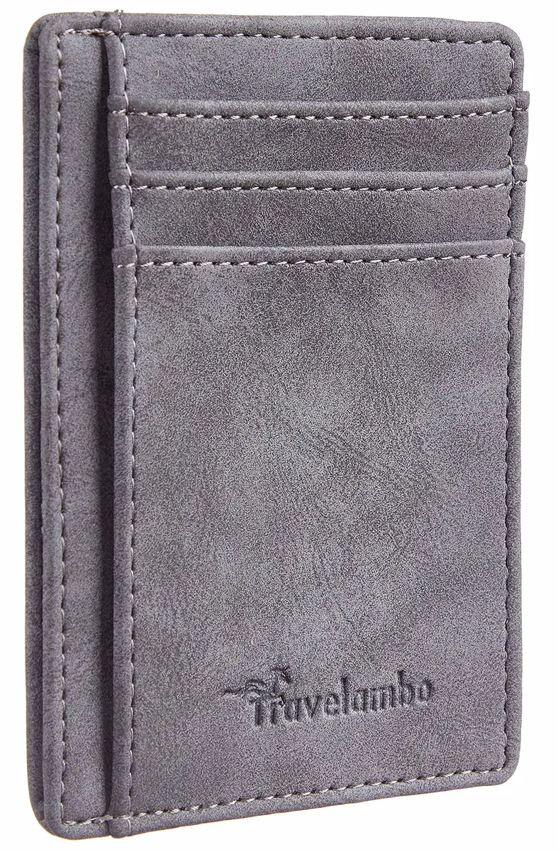 Travelambo Slim Wallet Front Pocket Minimalist Leather RFID Blocking Medium Size | Compact & Secure - main product image